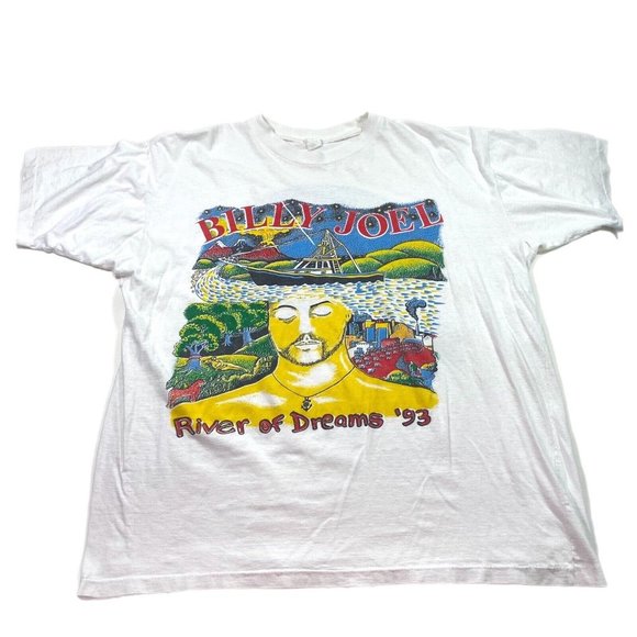 Vintage Billy Joel River Of Dreams 1993 Concert Tour Shirt XL/XXL 90s Band Tee - Picture 1 of 7